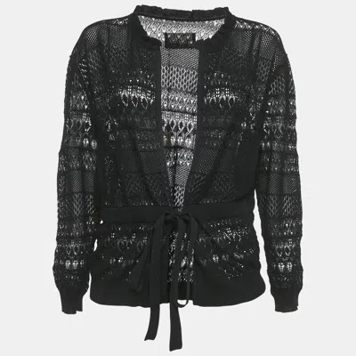 Pre-owned Zadig & Voltaire Black Crochet Knit Wrap Maddie Cardigan S