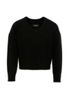 Zadig & Voltaire Black Crop Sweater For Girl With Writing In Black