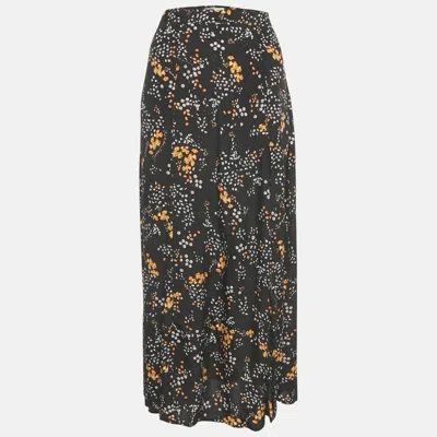 Pre-owned Zadig & Voltaire Black Flowers Print Crepe Judith Spark Midi Skirt S