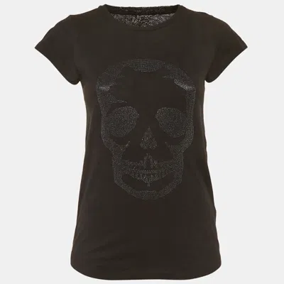 Pre-owned Zadig & Voltaire Black Jersey Skinny Skull Studs T-shirt S