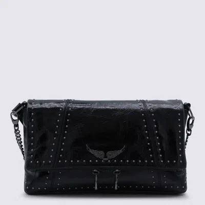 Zadig & Voltaire Black Leather Rock Ii Vintage Patent Studs Shoulder Bag