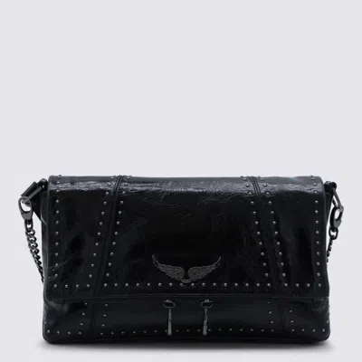 Zadig & Voltaire Black Leather Rock Ii Vintage Patent Studs Shoulder Bag