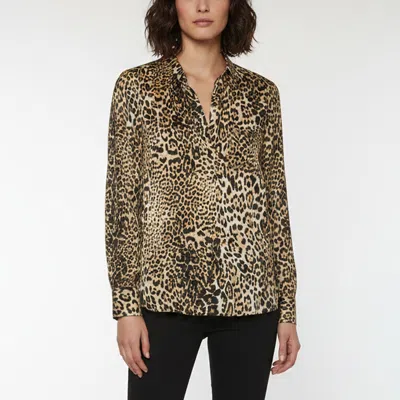 Pre-owned Zadig & Voltaire Black Leopard Print Satin Plunge V-neck Tink Leo Tunic M