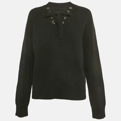 Pre-owned Zadig & Voltaire Black Rib Knit Lace-up Kassy Sweater M