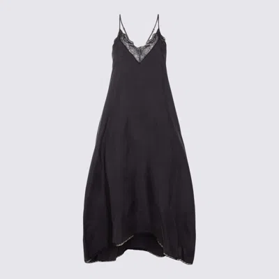 Zadig & Voltaire Black Silk Dress In Metallic