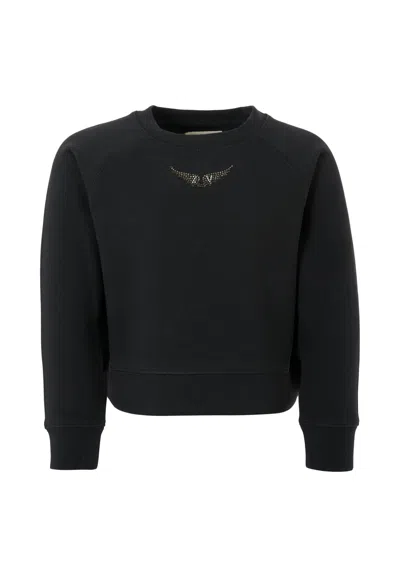 Zadig & Voltaire Kids' Black Sweatshirt For Girl With Writing