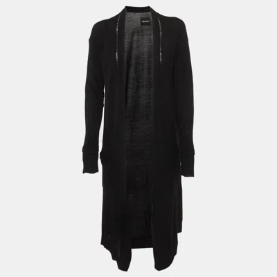 Pre-owned Zadig & Voltaire Black Wool Knit Open Front Long Cardigan M