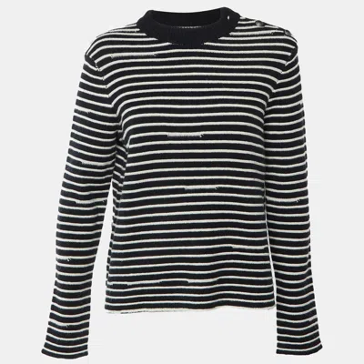 Pre-owned Zadig & Voltaire Black/white Spiky Lc Striped Jacquard Wool Sweater M