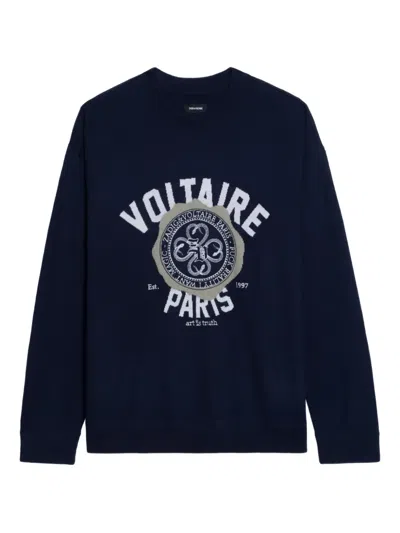 Zadig & Voltaire Blazon Graphic Sweater In Blue