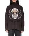 Zadig & Voltaire Bleeza Skull-embellished Turtleneck Sweater In Brown