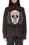 Zadig & Voltaire Bleeza Skull-embellished Turtleneck Sweater In Brown