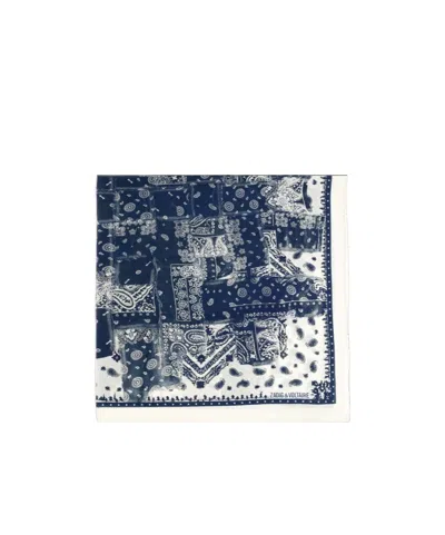 Zadig & Voltaire Blondie Patchwork-effect Scarf In Blue