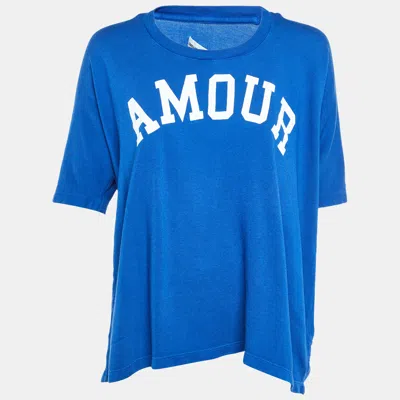 Pre-owned Zadig & Voltaire Blue Cotton & Modal Knit Amour Printed T-shirt S