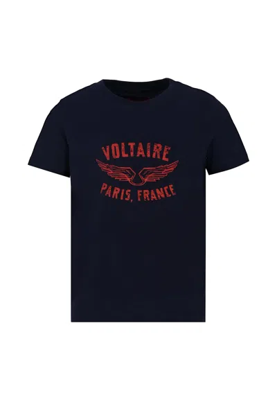 Zadig & Voltaire Blue T-shirt For Kids With Logo