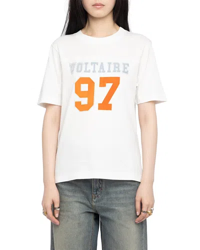 Zadig & Voltaire Boo Flocked Rhinestone T-shirt In White