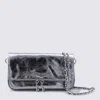 Zadig & Voltaire Rock Nano Vintage Effect Metallic Leather Clutch In Silver