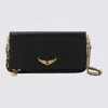 Zadig & Voltaire Black And Gold Leather Rock Shoulder Bag In Black