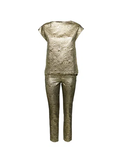 Pre-owned Zadig & Voltaire Brocade-texture Trousers Set In Gold