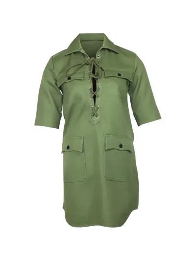 Pre-owned Zadig & Voltaire Brodé Tiger Shirt Dress In Green