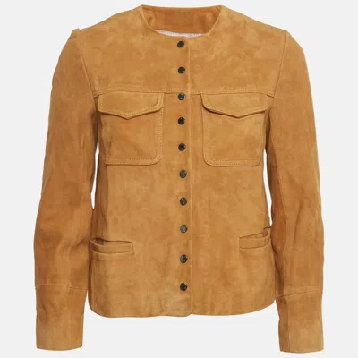 Pre-owned Zadig & Voltaire Brown Suede Round Neck Jacket Xs