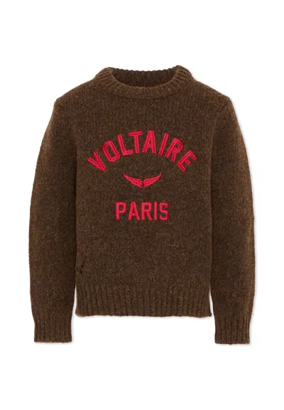 Zadig & Voltaire Kids' Brown Sweater For Boy With Logo