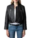 Zadig & Voltaire Bunta Reversible Leather Jacket In Black