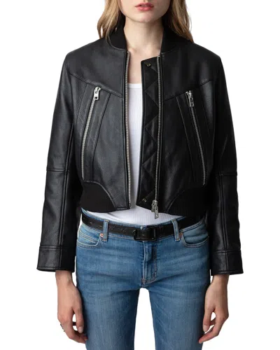 Zadig & Voltaire Bunta Reversible Leather Jacket In Black