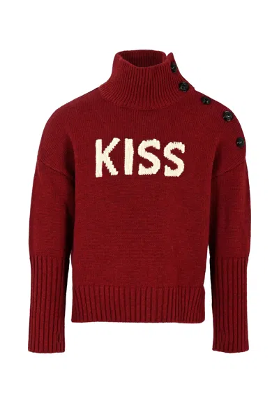 Zadig & Voltaire Kids' Burgundy Turtleneck For Girl With Writing