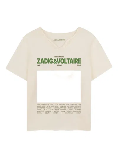 Zadig & Voltaire Kids' Button-detail T-shirt In Neutral