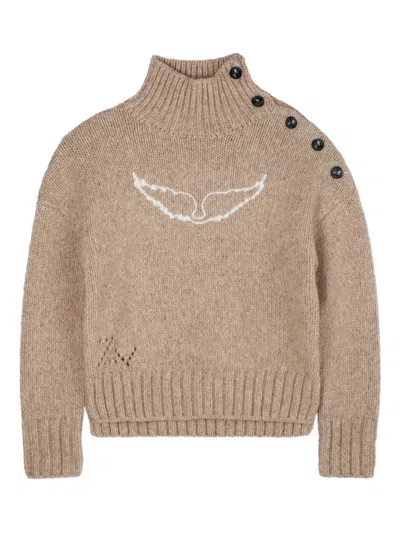 Zadig & Voltaire Rollkragenpullover Mit Knopfdetail In Brown