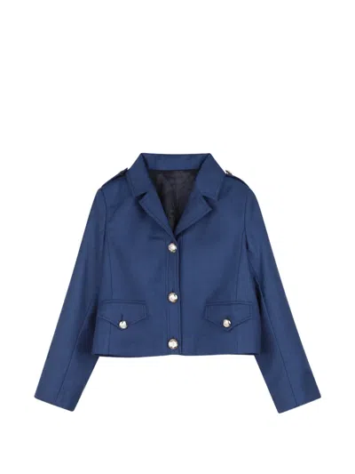 Zadig & Voltaire Kids' Button-fastening Cropped Jacket In Blue