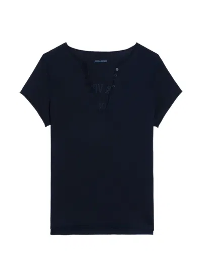 Zadig & Voltaire Button Graphic T-shirt In Blue