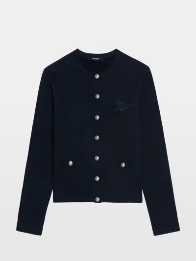 Zadig & Voltaire Cama Buttoned Sweatshirt In Blue