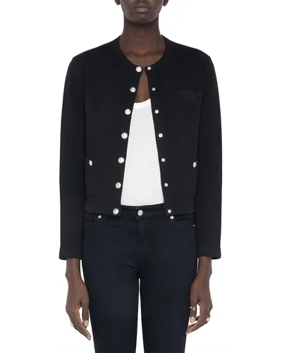 Zadig & Voltaire Cama Snap Front Sweatshirt In Black