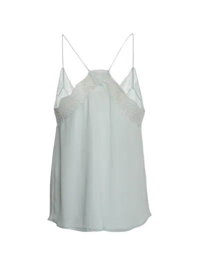 Pre-owned Zadig & Voltaire Cami Lace-trim Tank Top In Blue
