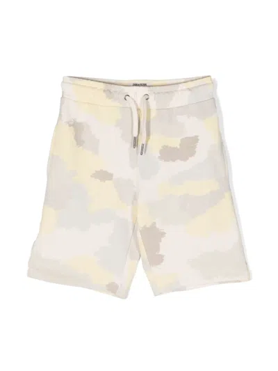 Zadig & Voltaire Kids' Camouflage-print Cotton Track Shorts In Neutrals