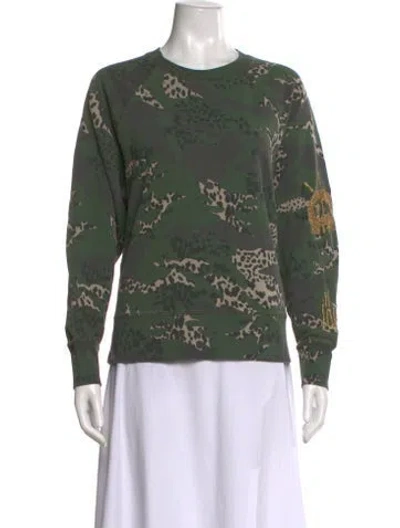Pre-owned Zadig & Voltaire Camouflage Print Crew Neck Sweatshirt In Green