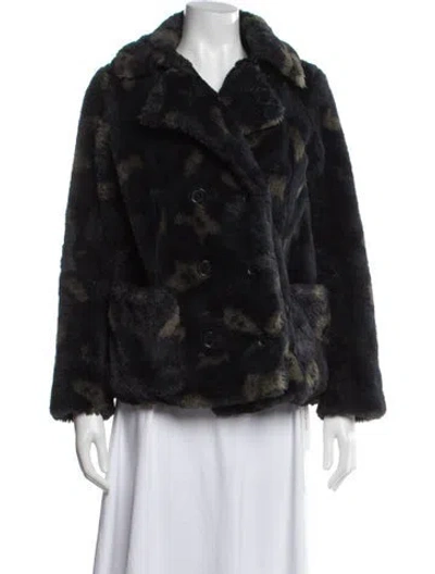 Pre-owned Zadig & Voltaire Camouflage Print Faux Fur Jacket In Black