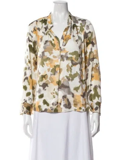 Pre-owned Zadig & Voltaire Camouflage Print Long Sleeve Blouse In Green
