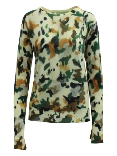 Pre-owned Zadig & Voltaire Camouflage-print Ribbed-knit Sweater In Green