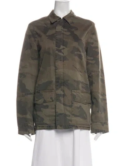 Pre-owned Zadig & Voltaire Camouflage Print Utility Jacket In Green