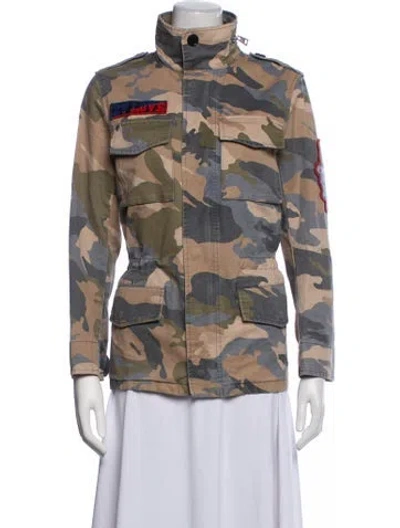 Pre-owned Zadig & Voltaire Camouflage Print Utility Jacket In Green/neutrals