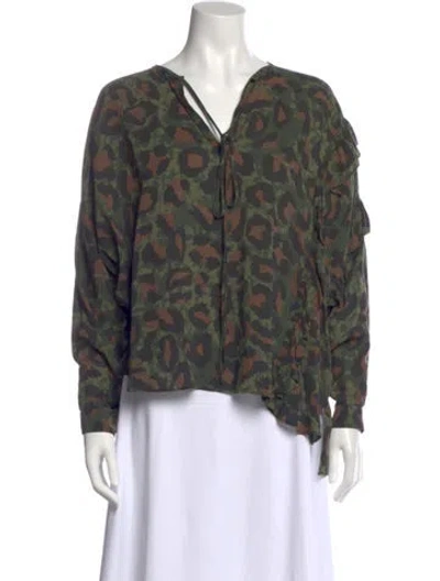 Pre-owned Zadig & Voltaire Camouflage Print V-neck Top In Multi