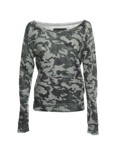 Pre-owned Zadig & Voltaire Camouflage-print Long-sleeve Cashmere Jumper In Gray