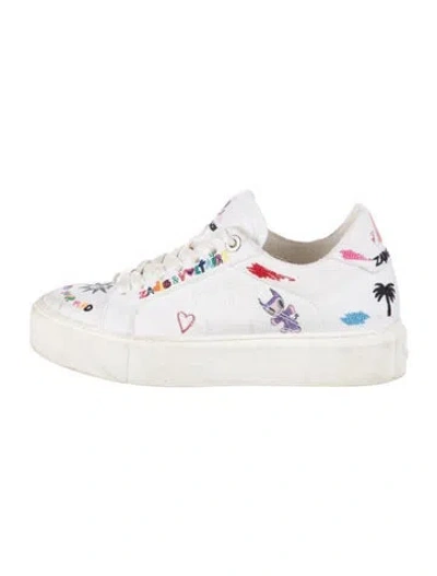 Pre-owned Zadig & Voltaire Canvas Graphic Print Sneakers In White