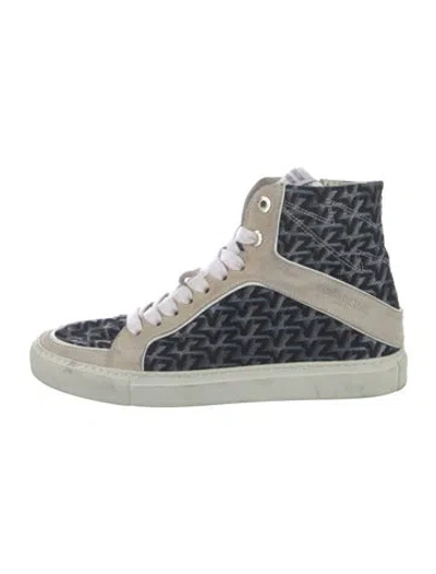 Pre-owned Zadig & Voltaire Canvas Printed Sneakers In Blue