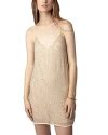 Zadig & Voltaire Caro Mousseline Embroidered Slip Dress In Poudre