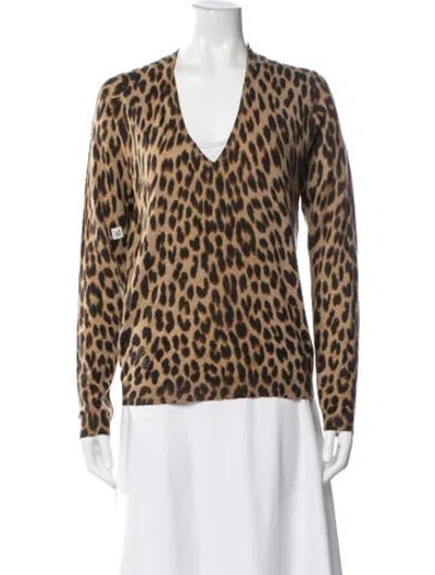 Pre-owned Zadig & Voltaire Cashmere Animal Print Sweater In Brown