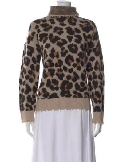 Pre-owned Zadig & Voltaire Cashmere Animal Print Sweater In Neutral