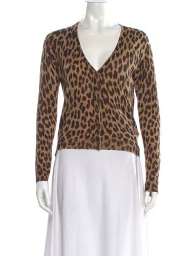 Pre-owned Zadig & Voltaire Cashmere Animal Print Sweater W/ Tags In Brown